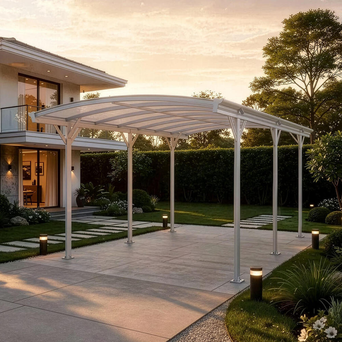 DESIGN Carport FALO - 505 x 300 cm Weiß - Weiß, Kunststoff/Metall (300/240/505cm) - Home Deluxe