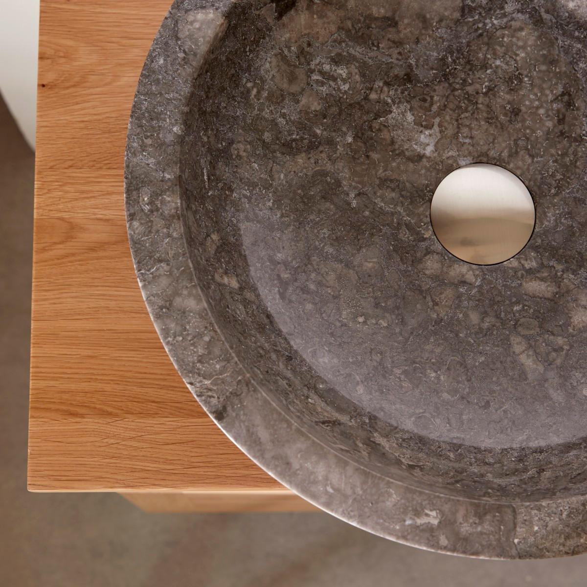 WASCHBECKEN Calypso Grau aus Marmor - Grau, Stein (43/12/43cm) - Tikamoon