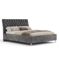 POLSTERBETT Vezzola Dunkelgrau 160/200 cm im Chenille-Stoff - Dunkelgrau/Naturfarben, Holz/Holzwerkstoff (160/200cm) - Maison de Reve