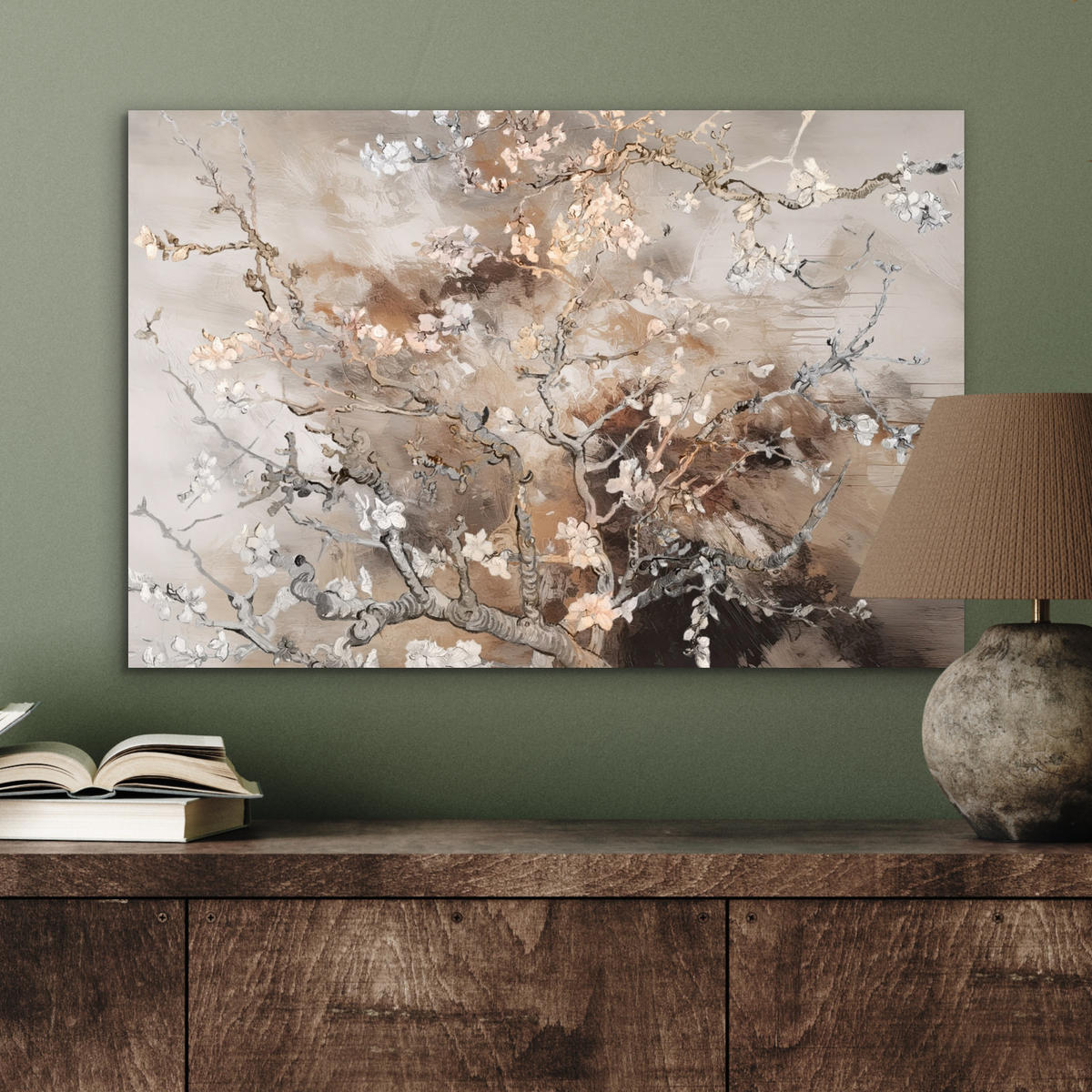METALLBILD Mandelblüte - Kunst - Van Gogh - Beige - Abstrakt 60x40 cm - Braun, Metall (60/40cm) - MuchoWow