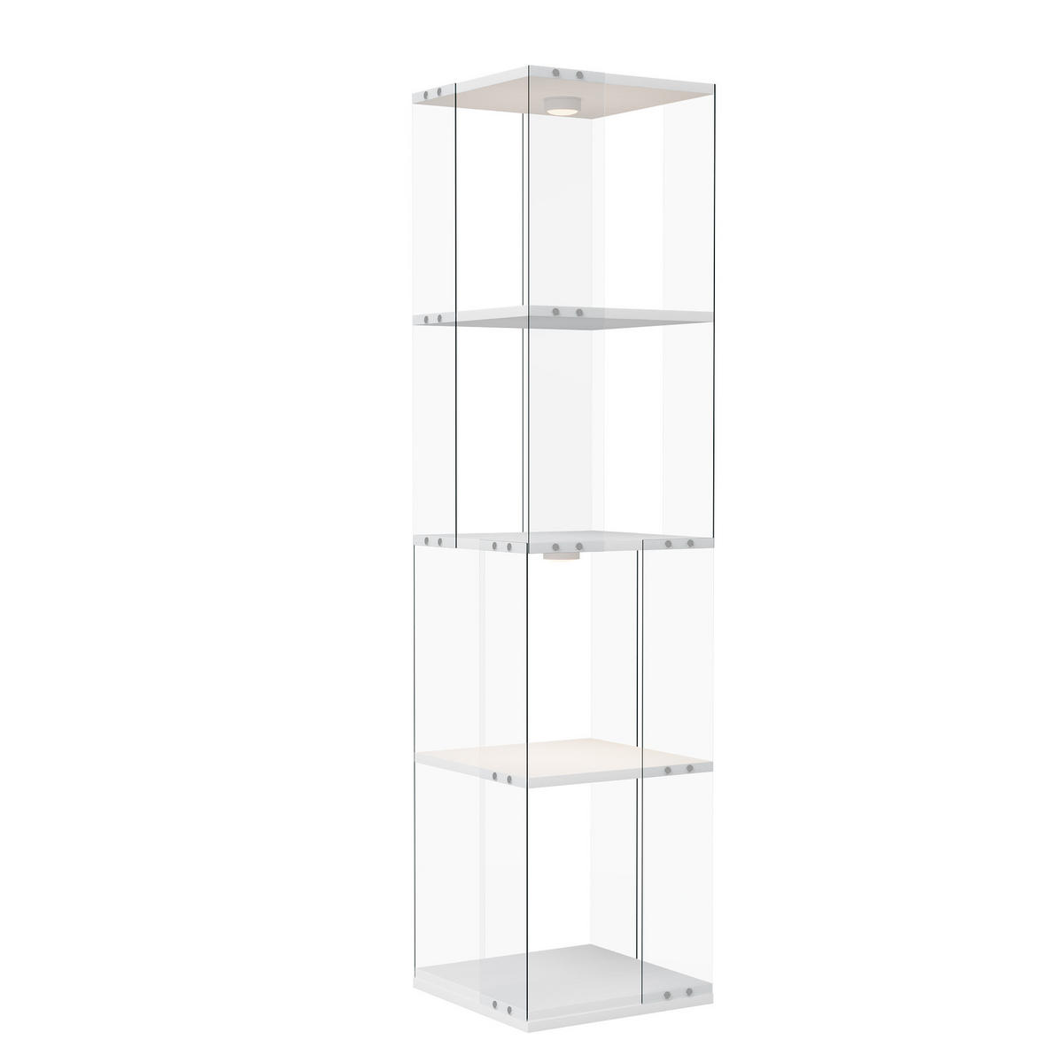 DREHVITRINE 360° mit RGB LED, 4 Ebenen, Glasvitrine weiß für Deko - Weiß, Glas (38/160/38cm) - SHOPENTRA