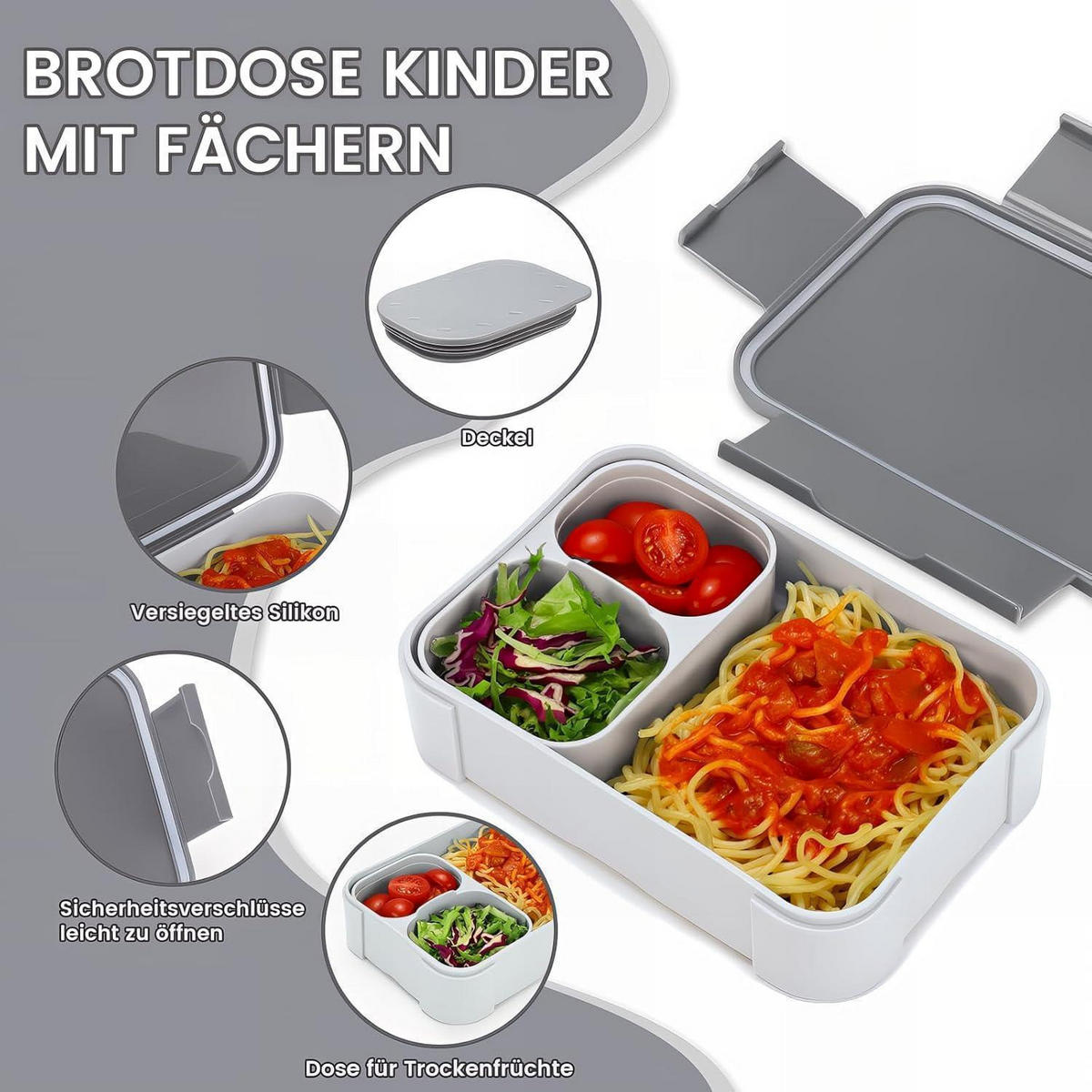 BROTDOSE 2er Set 900ml auslaufsicher mit Fächern - Multicolor, Kunststoff (13.7/10.8/19cm)