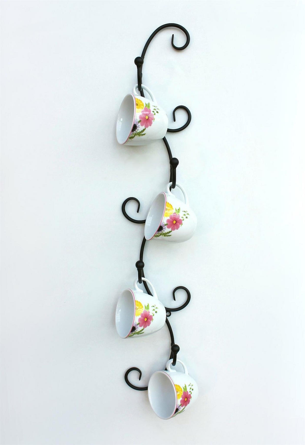 TASSENHALTER Wand Schwarz Metall 68 cm Olivia - Schwarz, Metall (12.5/68/7cm) - DanDiBo