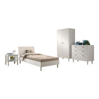 JUGENDZIMMER SET 90x200 Keeley Buche Weiß Holz Komplett Komfort Stabil - Weiß, Holz (55/190/100cm) - 58aufmkessel