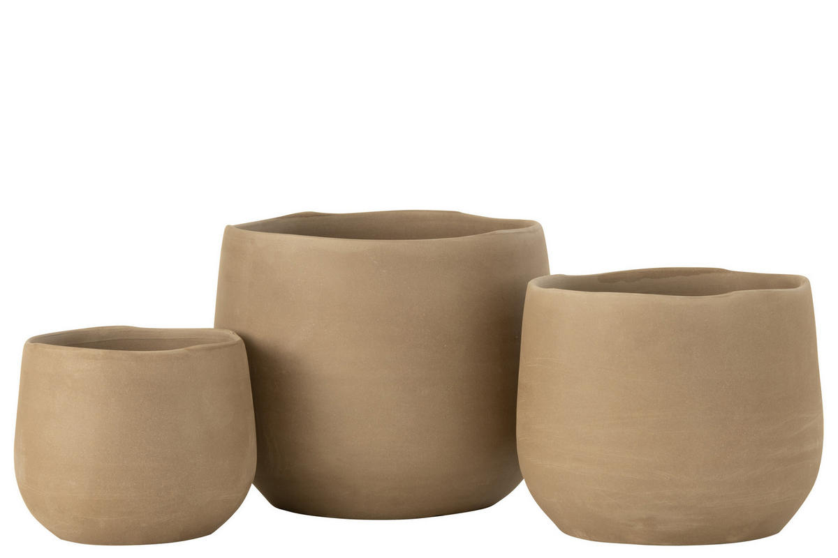 BLUMENTOPF EINFARBIG - Töpferei - Beige - L - Ø 21 cm - Beige, Keramik (21/18cm) - J-Line