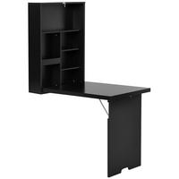 WANDKLAPPTSCHREIBTISCH DE-09098 mit Schreibtafel und 5 Fächern Schwarz - Schwarz, Holzwerkstoff (60/94.5/147cm) - ComfortXL