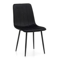 STUHL GELA gepolstert mit Steppung - schwarz - Samt Velours - Schwarz, Textil/Metall (44/89/55cm) - NEW HOME