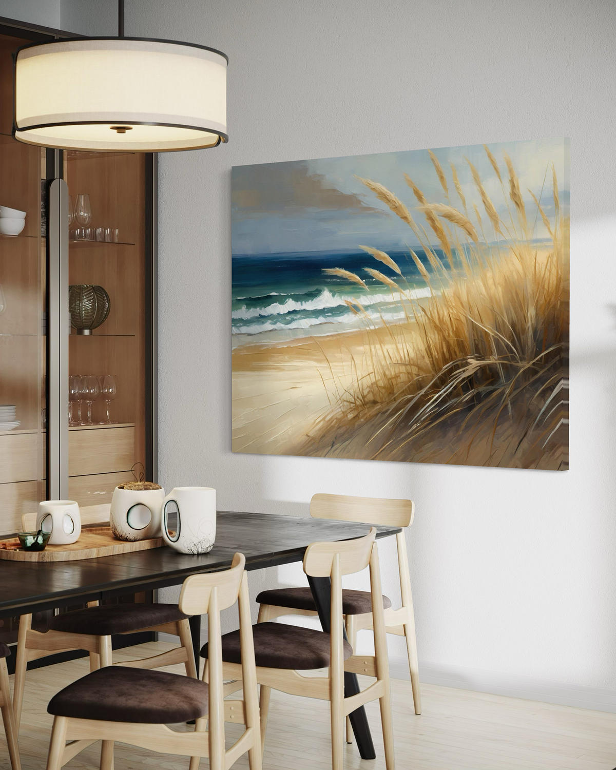 WANDBILD strand meeresdünen natur - Beige, Textil (60/40cm) - Feeby
