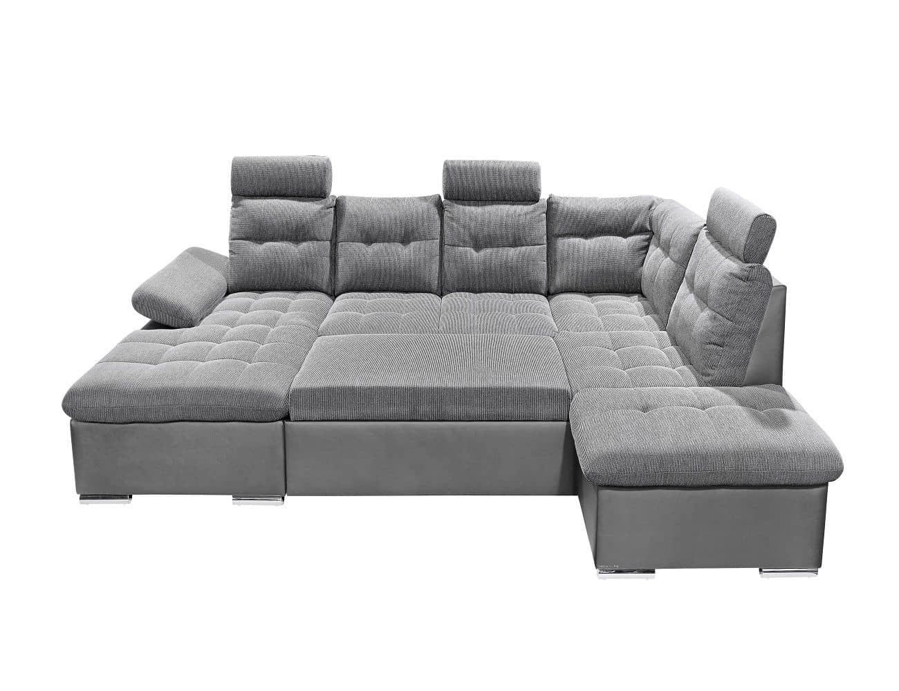 WOHNLANDSCHAFT mit Schlaffunktion und Bettkasten, Luxus-Webstoff - Grau, Textil (218/104/324cm) - ed exciting design