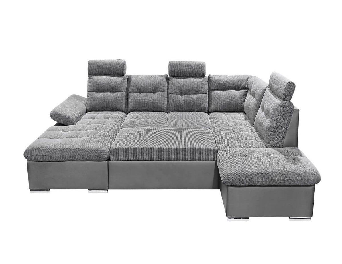 WOHNLANDSCHAFT mit Schlaffunktion und Bettkasten, Luxus-Webstoff - Grau, Textil (218/104/324cm) - ed exciting design