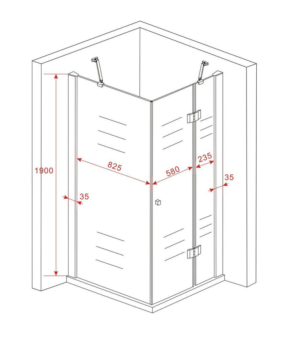 DUSCHKABINE RECREO Klar 90 x 90 x 190 cm 6 mm ESG - Klar, Glas (90/90/190cm) - Glasdeals