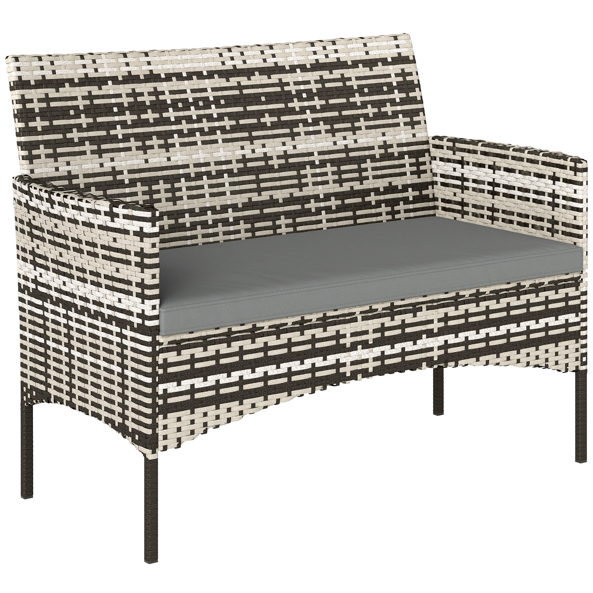 2-SITZER GARTENSOFA DE-06579 PE-Rattan, mit Polster, Stahlrahmen Hellgrau - Hellgrau, Kunststoff/Metall (115/85/63cm) - ComfortXL