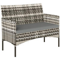 2-SITZER GARTENSOFA DE-06579 PE-Rattan, mit Polster, Stahlrahmen Hellgrau - Hellgrau, Kunststoff/Metall (115/85/63cm) - ComfortXL