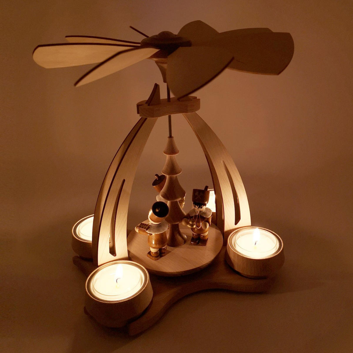 TISCH-PYRAMIDE Bergleute 14/18/24 cm - Multicolor, Holz (0.1/24/0.1cm) - Dekoteam24