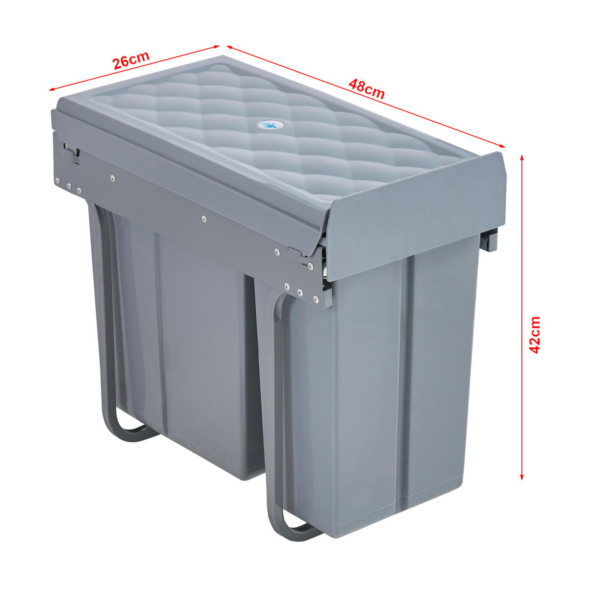 VESTAVĚNÝ KOŠ NA ODPAD Froland - šedá, kov/plast (48/42/26cm) - [en.casa]