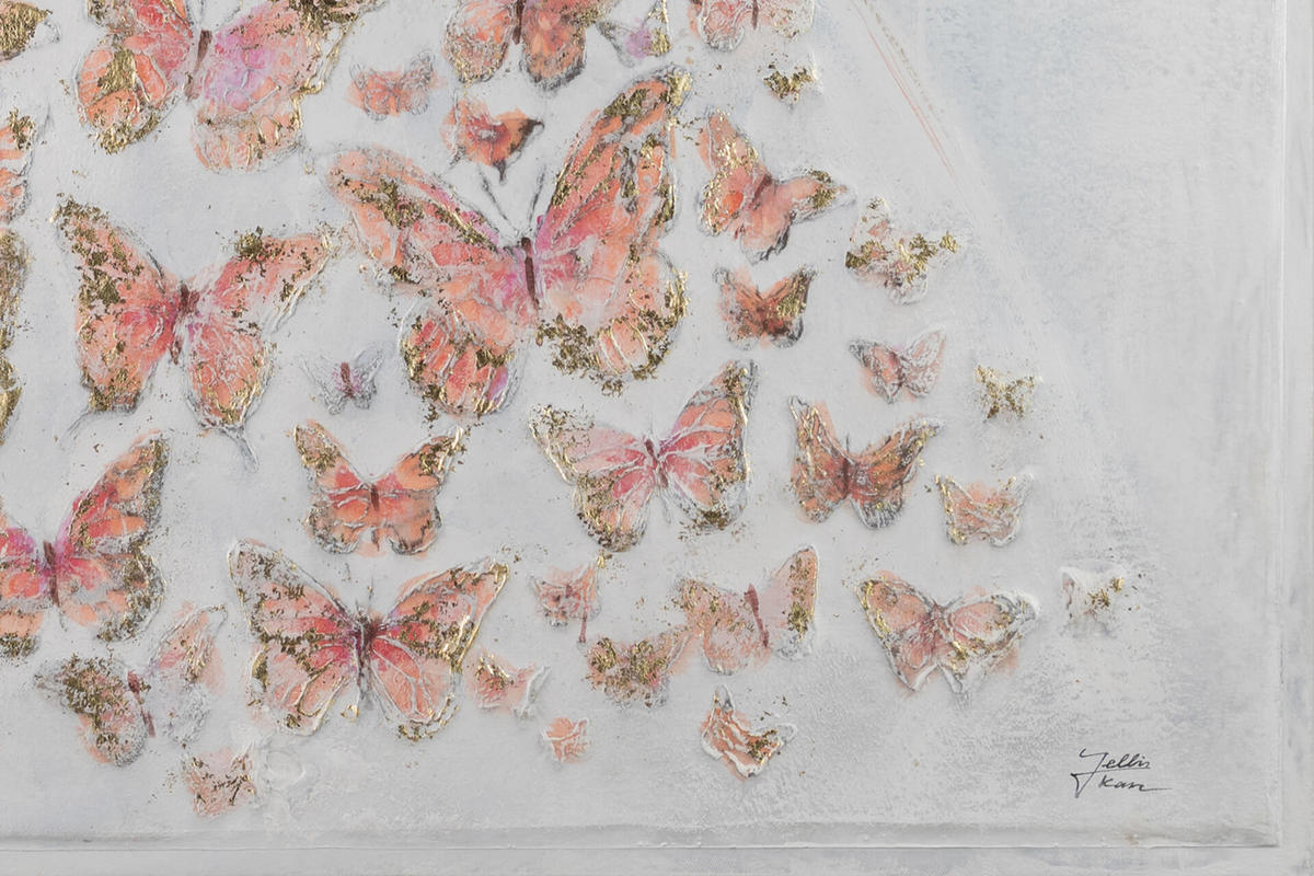 ACRYLBILD HANDGEMALT 80/80 cm - Pink/Grau, Holz/Textil (80/80cm) - KUNSTLOFT