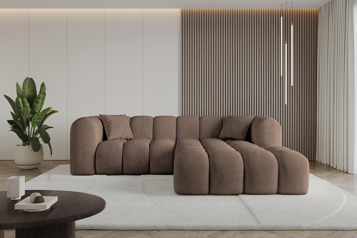 ECKSOFA Ottomane Rechts OLEA-L1 - 231x173x74 cm Braun - Schwarz/Braun, Holzwerkstoff/Kunststoff (231/173cm) - ALTDECOR