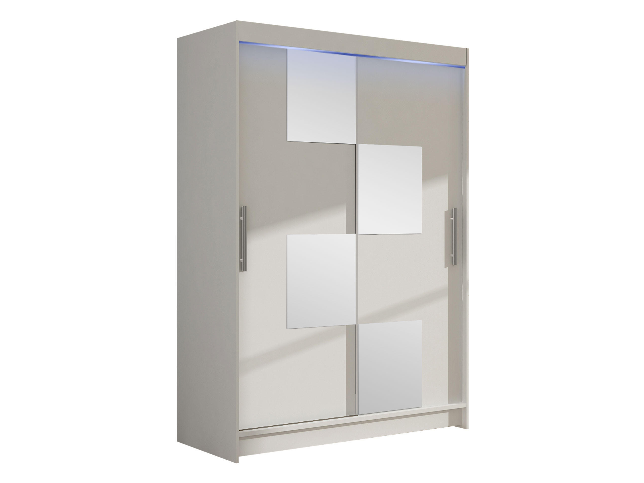 KLEIDERSCHRANK Miami III, mit RGB LED Beleuchtung - Silberfarben/Weiß, Holzwerkstoff/Kunststoff (120/200/58cm) - MIRJAN24