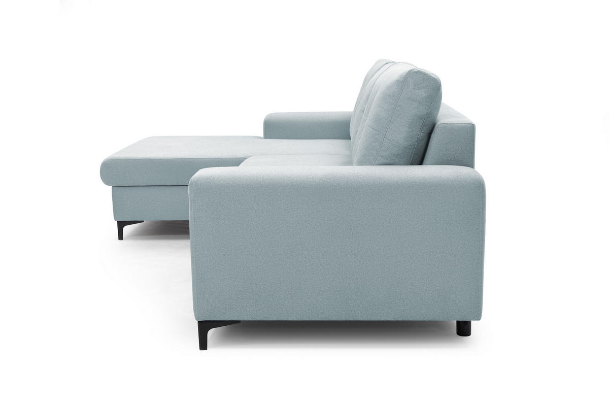 ECKSOFA AVRA L-förmig, mit Stauraumbehälter-in RINO-Stoff, Komfort & Eleganz, lose Rückenkissen, freistehend, LINKS 165x251x85 cm Light blue - Hellblau, Holz/Textil (165/251cm) - DomoHome