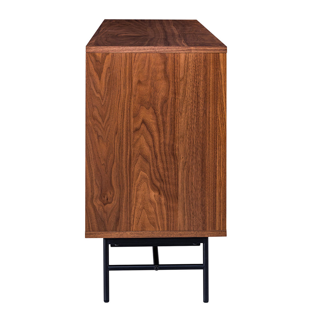 SIDEBOARD - MDF / Metall - Walnussfarben/Schwarz, Holzwerkstoff/Metall (160/75/40cm) - home24