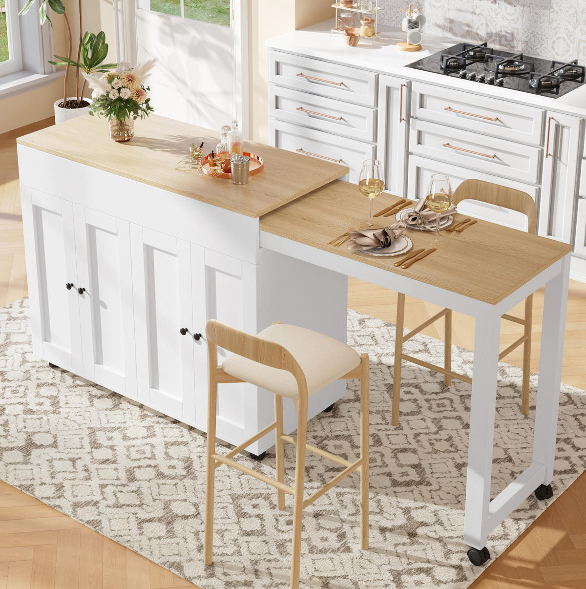 BARTISCH ausziehbar 117-180 x 50 x 94,6 cm Weiß - Weiß, Holz (50/94.6/180cm) - Beauniv