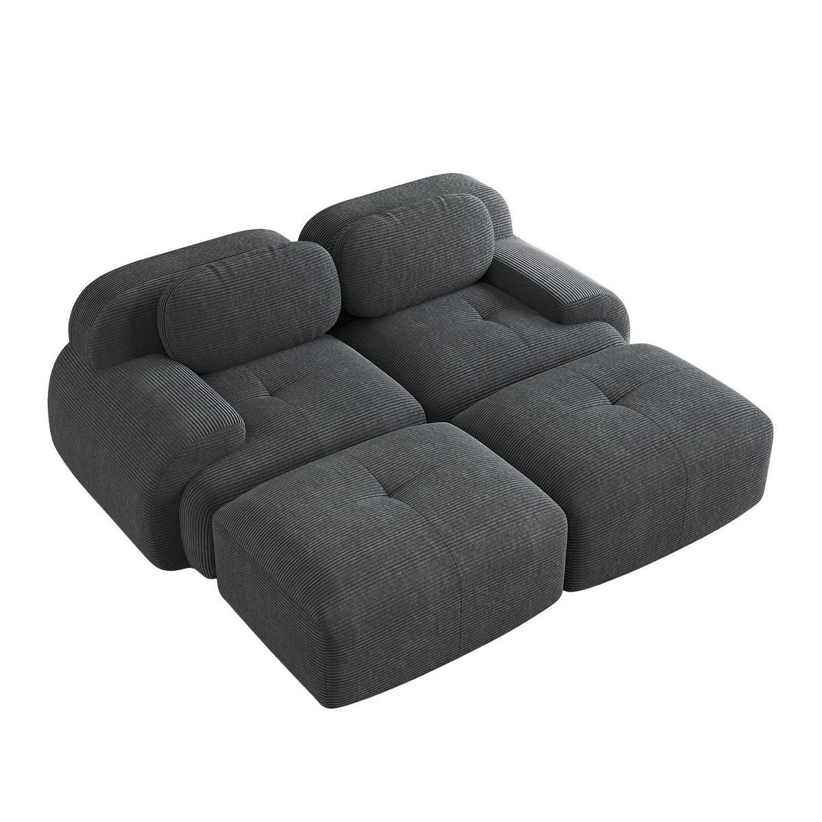 SOFA 2-Sitzer 208/178/75 cm Grau - Grau, Textil (178/75/208cm)