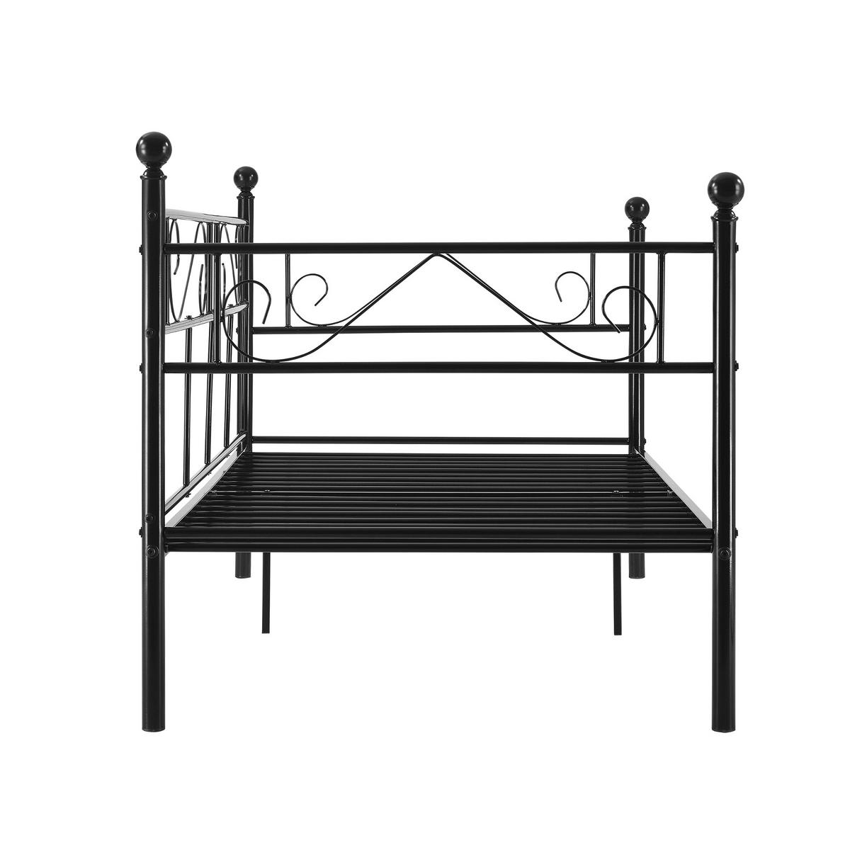 TAGESBETT Granada - Schwarz, Metall (90/200cm) - [en.casa]