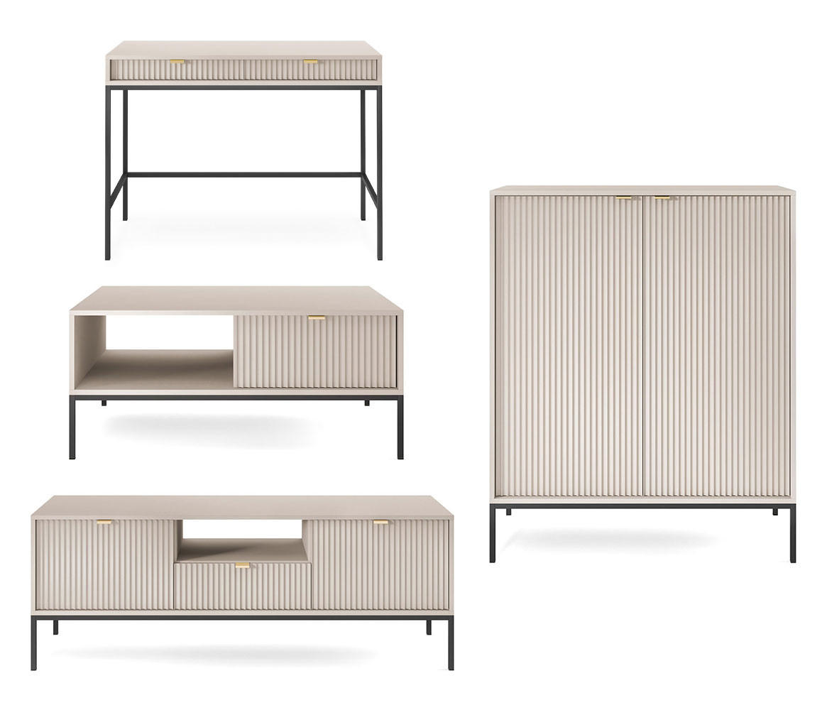 Feldmann-Wohnen Wohnzimmer-Set Kaschmir, Schwarz 258x125x68 cm