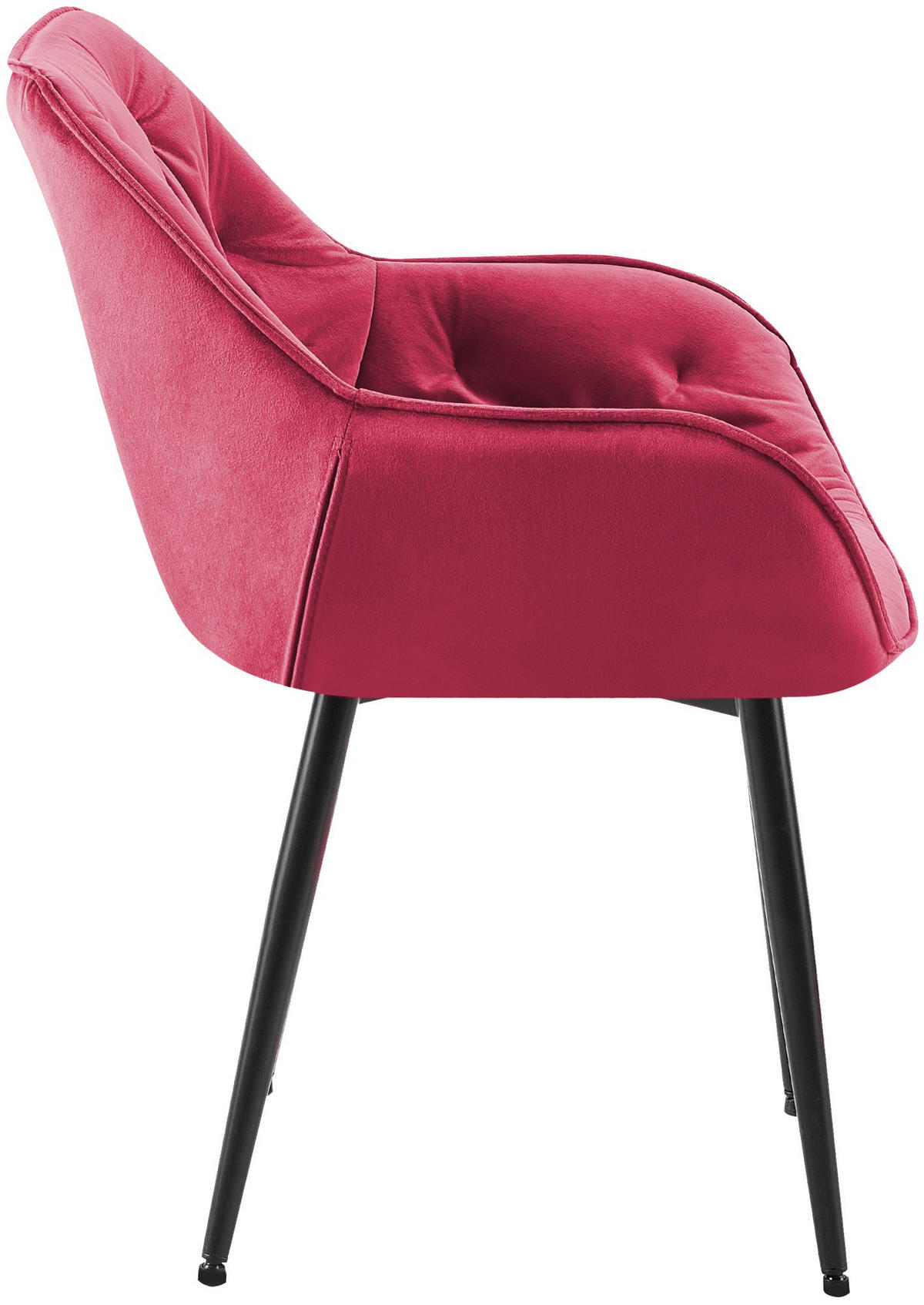 ARMLEHNENSTUHL 4er Set Samt rot - Rot/Schwarz, Textil/Metall (58/83/62cm) - CLP
