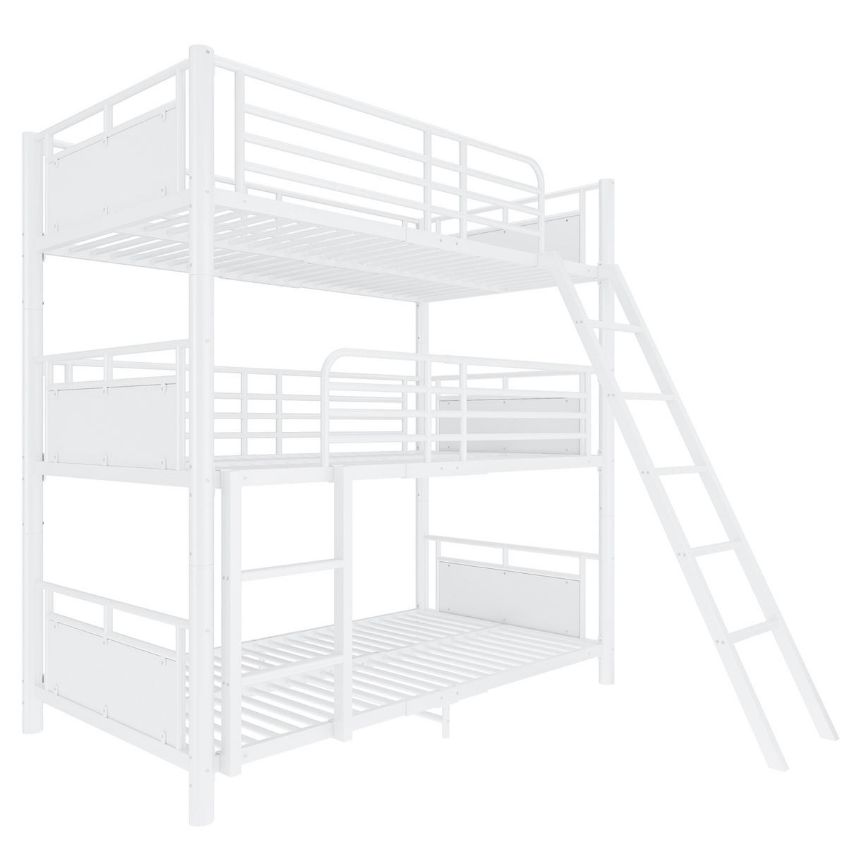 ETAGENBETT 90/200 cm mit 3 Schlafplätzen, DE-41597, in Weiß - Weiß, Metall (90/200cm) - ComfortXL