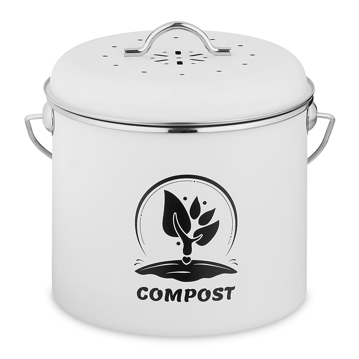KUCHYNSKÝ kompostér - biela, kov/textil (22/20/19cm) - Relaxdays