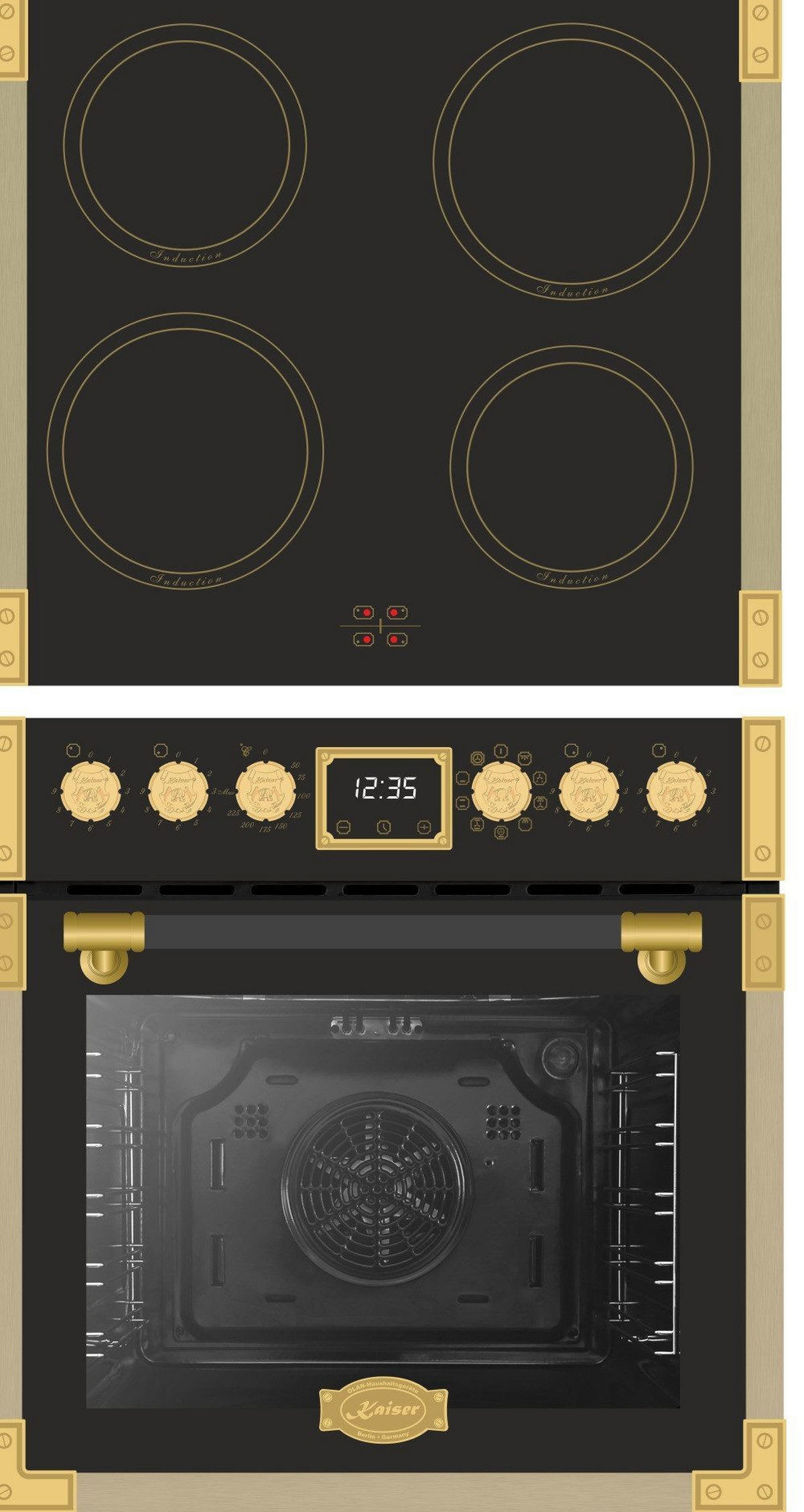 EINBAU-BACKOFEN mit Induktionskochfeld EHC 6776 I AD, Schwarz, 60 cm - Schwarz, Metall (59.5/59.5/56cm) - Kaiser