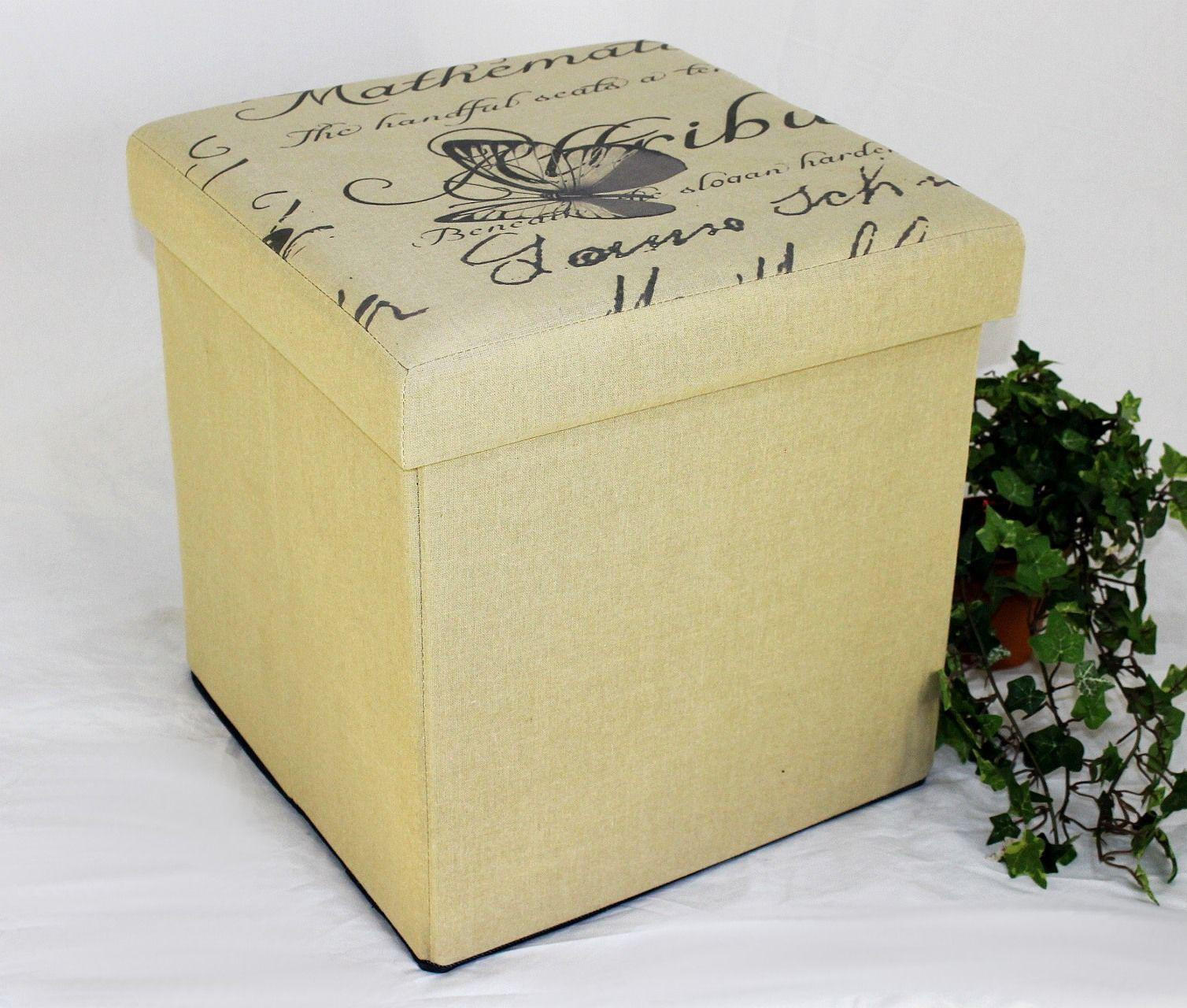 SITZHOCKER faltbar mit Aufbewahrung Stoff 40/40/40 cm - Beige, Kunststoff (40/40/40cm) - DanDiBo