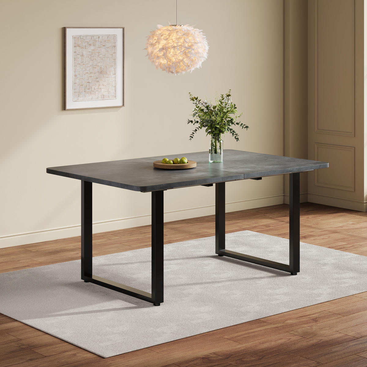 ESSTISCH Ausziehbar 3 Längen Grau Metallbeine 140-220x90cm - Grau, Holzwerkstoff (220/90/75cm) - FLIEKS