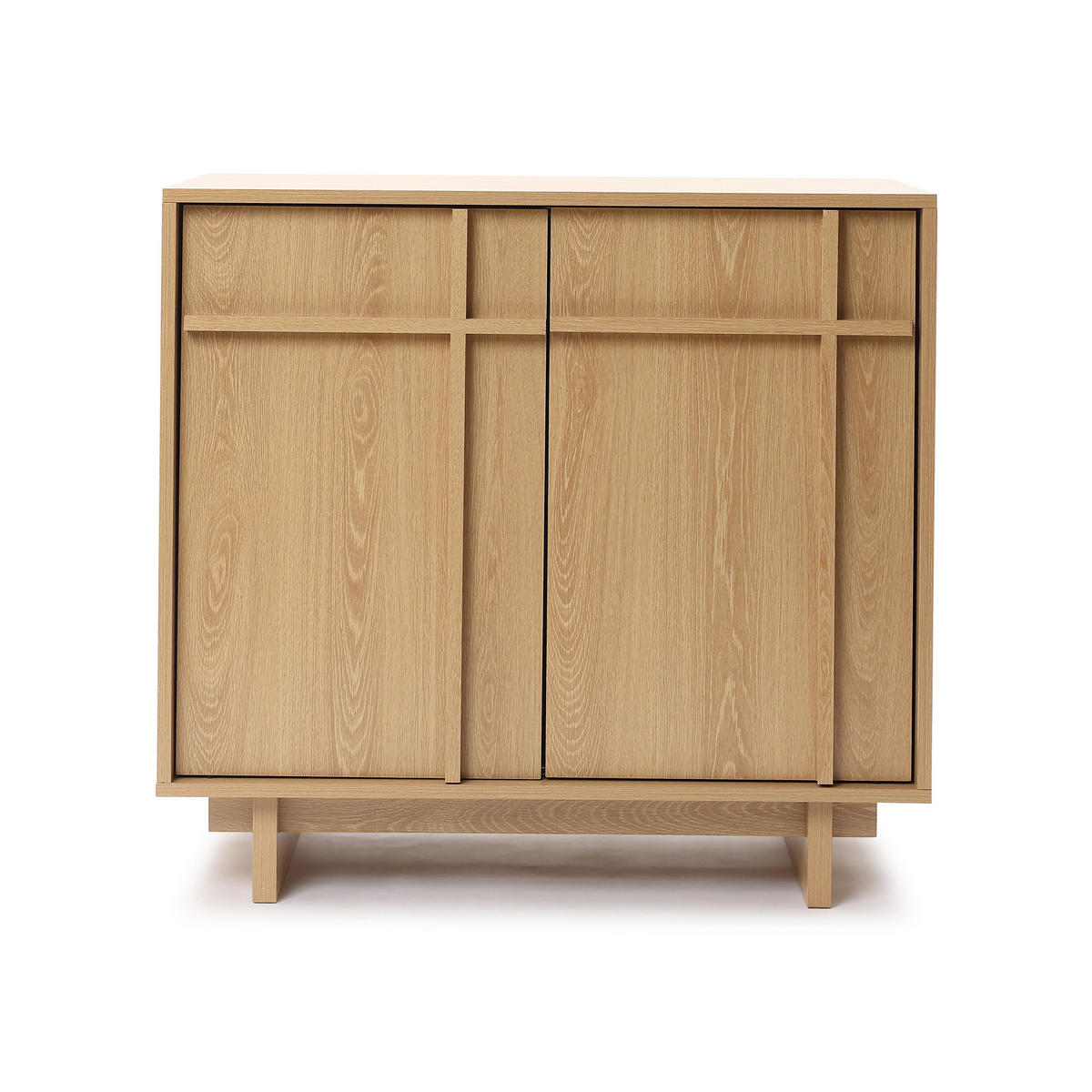 SIDEBOARD mit 2 Türen, Aufbewahrungsschrank in Eichenoptik mit geometrischer Holzleisten-Front| B80 x T40 x H77 cm - Braun, Holzwerkstoff (80/77/40cm) - Hometopia