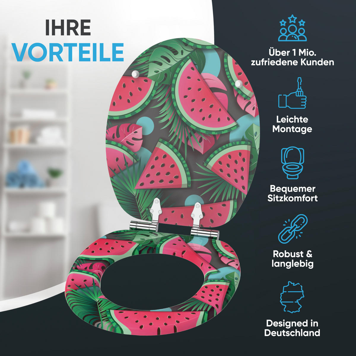 WC Sitz mit Absenkautomatik Melone - Grün, Holzwerkstoff (38/6/47cm) - Sanilo