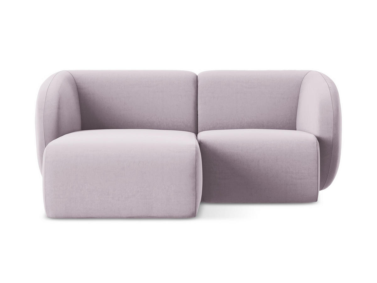 ECKSOFA Links Samt Stoff Violett - Flieder/Schwarz, Holzwerkstoff/Kunststoff (178/166cm) - Makamii