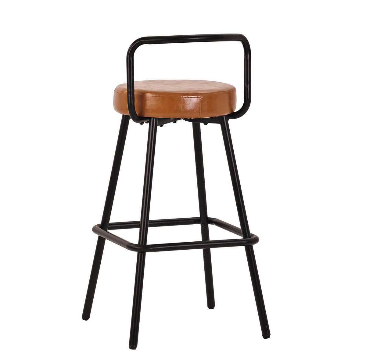 BARHOCKER 2er-Set mit Rückenlehne und Fußstütze PU-Leder Braun - Braun, Metall (37/90.5/37cm) - Meubliv