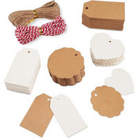 GESCHENKANHÄNGER 200 Stück Set Kraftpapier mit Schnur Braun Weiß - Multicolor, Papier (6/6/7cm)