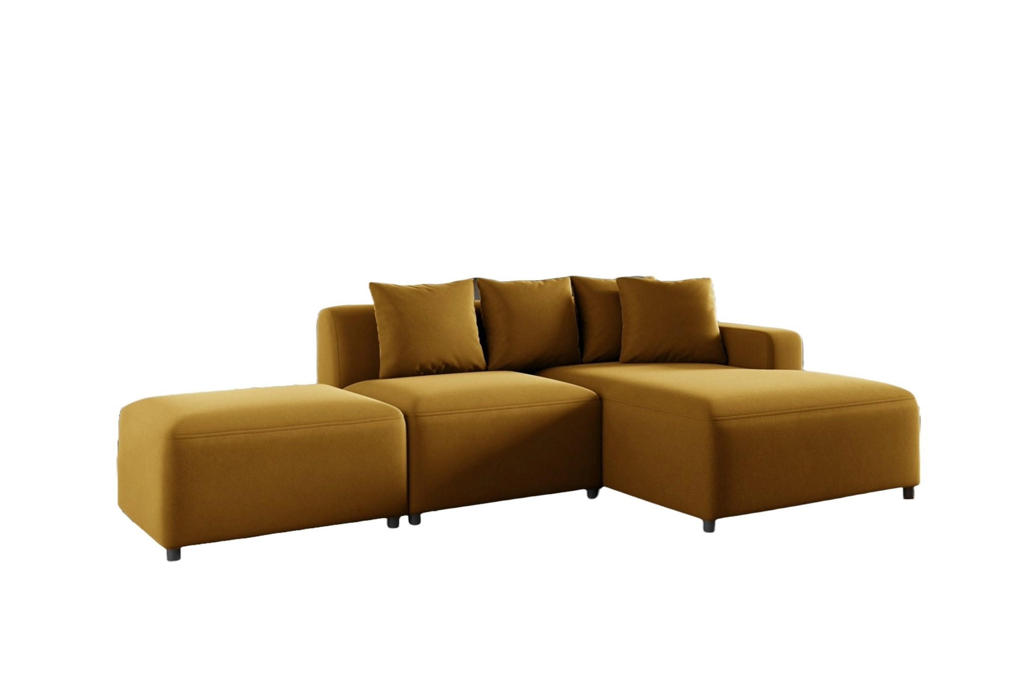 ECKSOFA Megan Xs In Stoff Salvador - Honig, Holzwerkstoff/Textil (304/165cm) - Fun Möbel