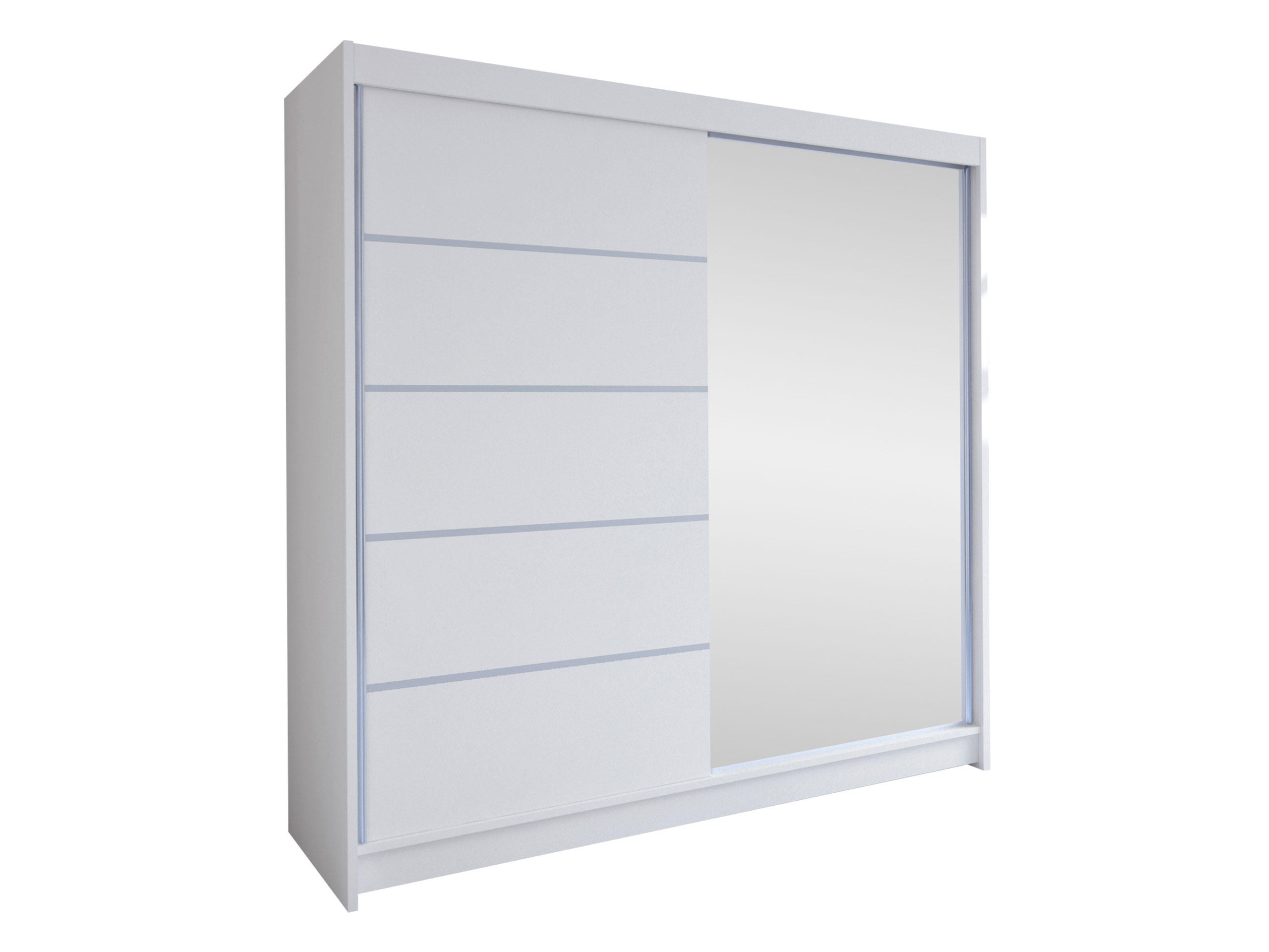 SCHWEBETÜRENSCHRANK Talin III - Silberfarben/Weiß, Holzwerkstoff/Metall (180/215/58cm) - MIRJAN24