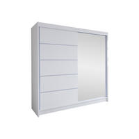 SCHWEBETÜRENSCHRANK Talin III - Silberfarben/Weiß, Holzwerkstoff/Metall (180/215/58cm) - MIRJAN24