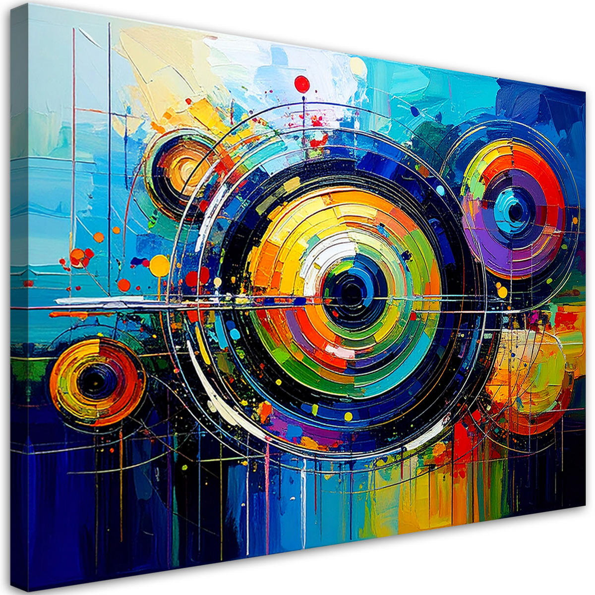 LEINWANDBILD bunte Kreise Abstrakt wie ein Gemälde 100x70cm - Multicolor, Textil (100/70cm) - Feeby