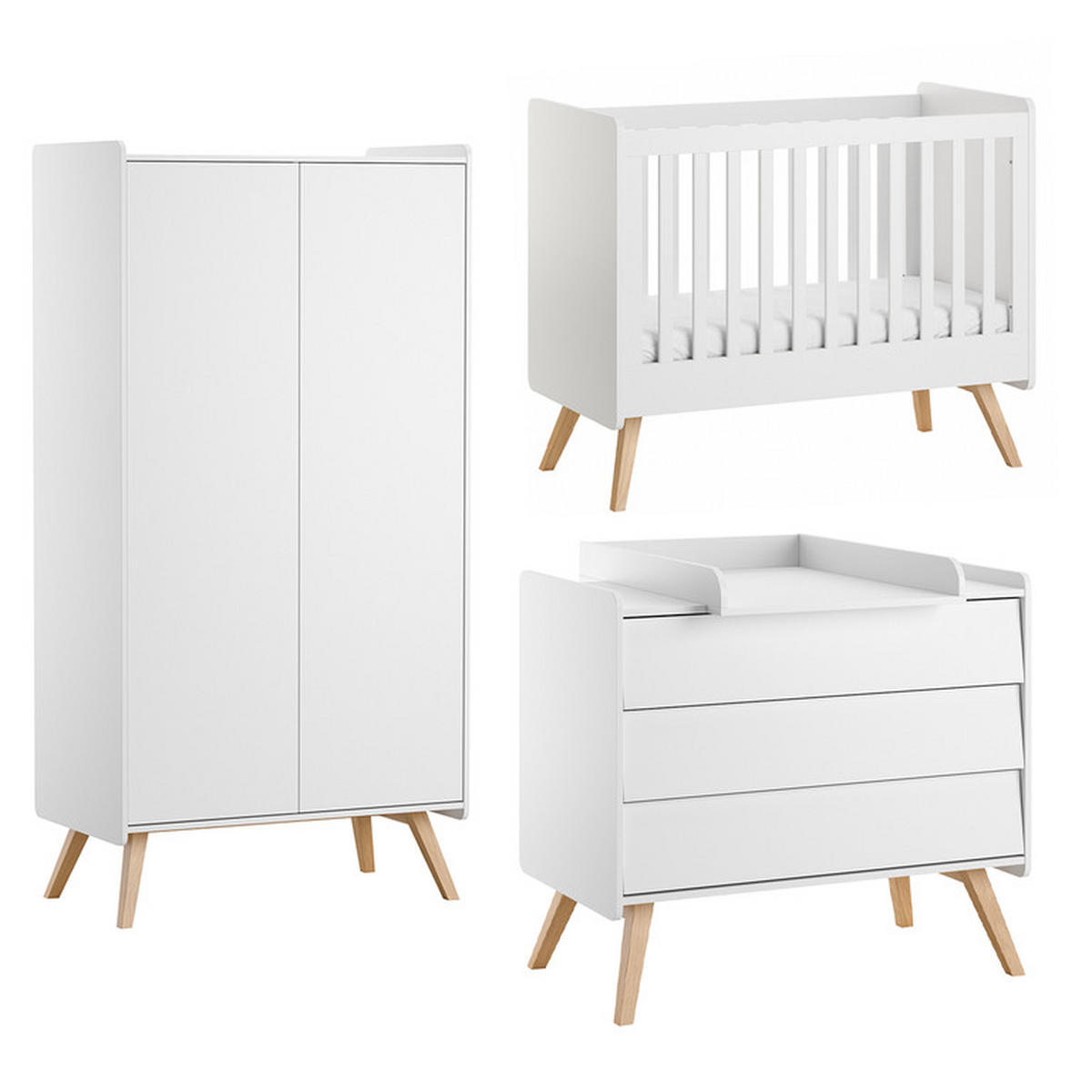 BABYZIMMER 3-teilig Vintage Weiß - Weiß, Holzwerkstoff (125/103/65cm) - Petits-meubles