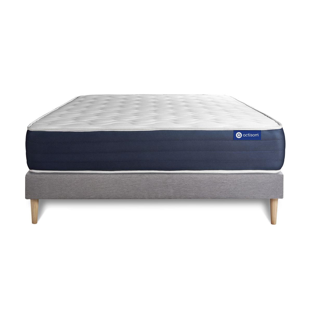 BETT Actimemo sleep Memory-Schaum 180 x 220 cm h1 - Kit Bettgestell Grau - Beige/Grau, Karton/Holz (180/220cm) - ACTISOM