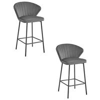 BARHOCKER 2er Set Dunkelgrauer Samt, Bequeme Sitzfläche, Dunkelgraue Füße - Grau, Textil (43/46/33cm) - Best For Home