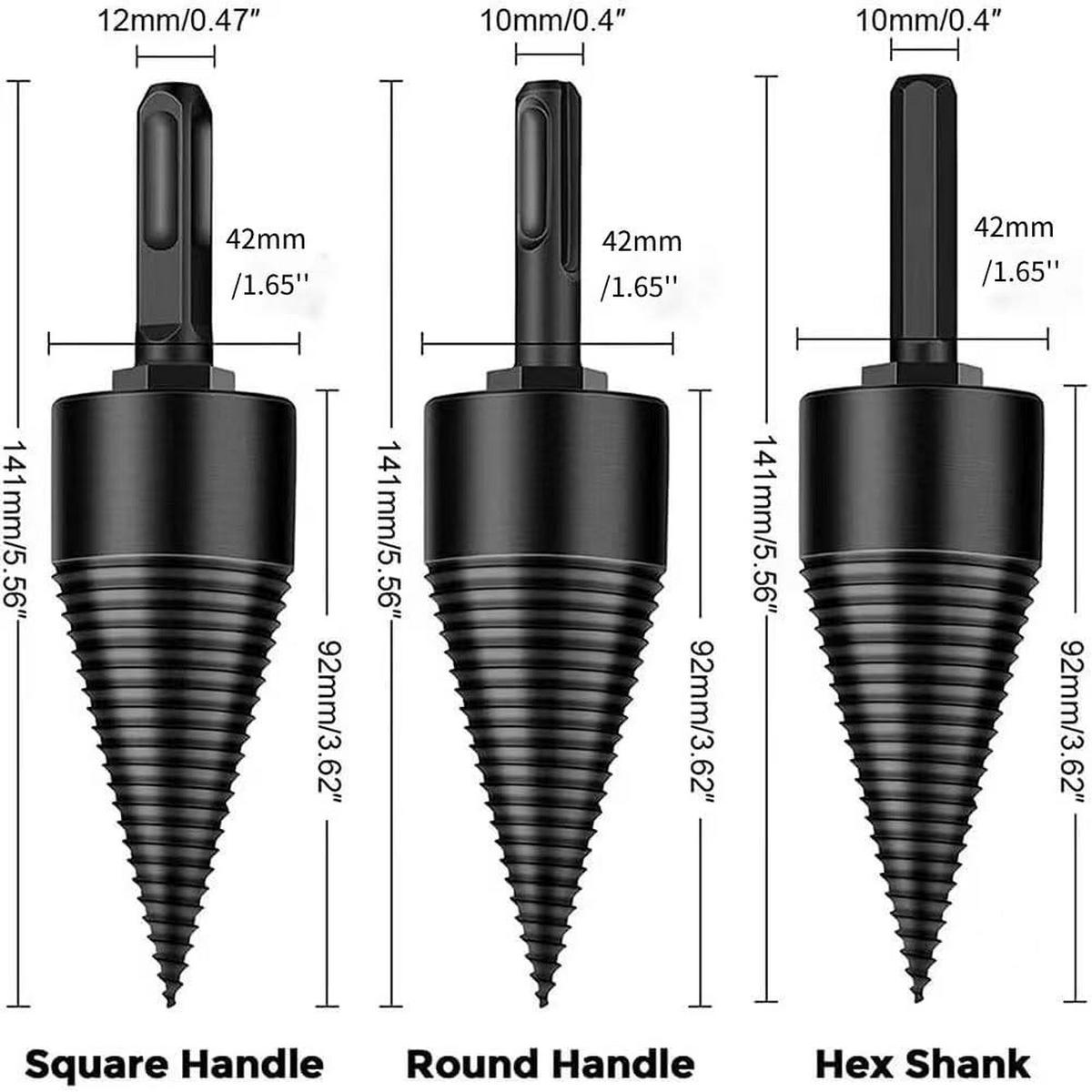 MEISSEL - zum Spalten von Holz - 42 mm, mit 3 Griffen (quadratisch/rund/sechseckig) - Schwarz, Metall (14/4.2/9.2cm) - DCA