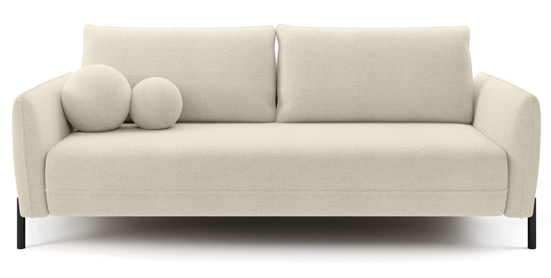 SOFA Veruco Cremeweiß mit Schlaffunktion - Creme/Schwarz, Textil/Metall (234/90/100cm) - Selsey
