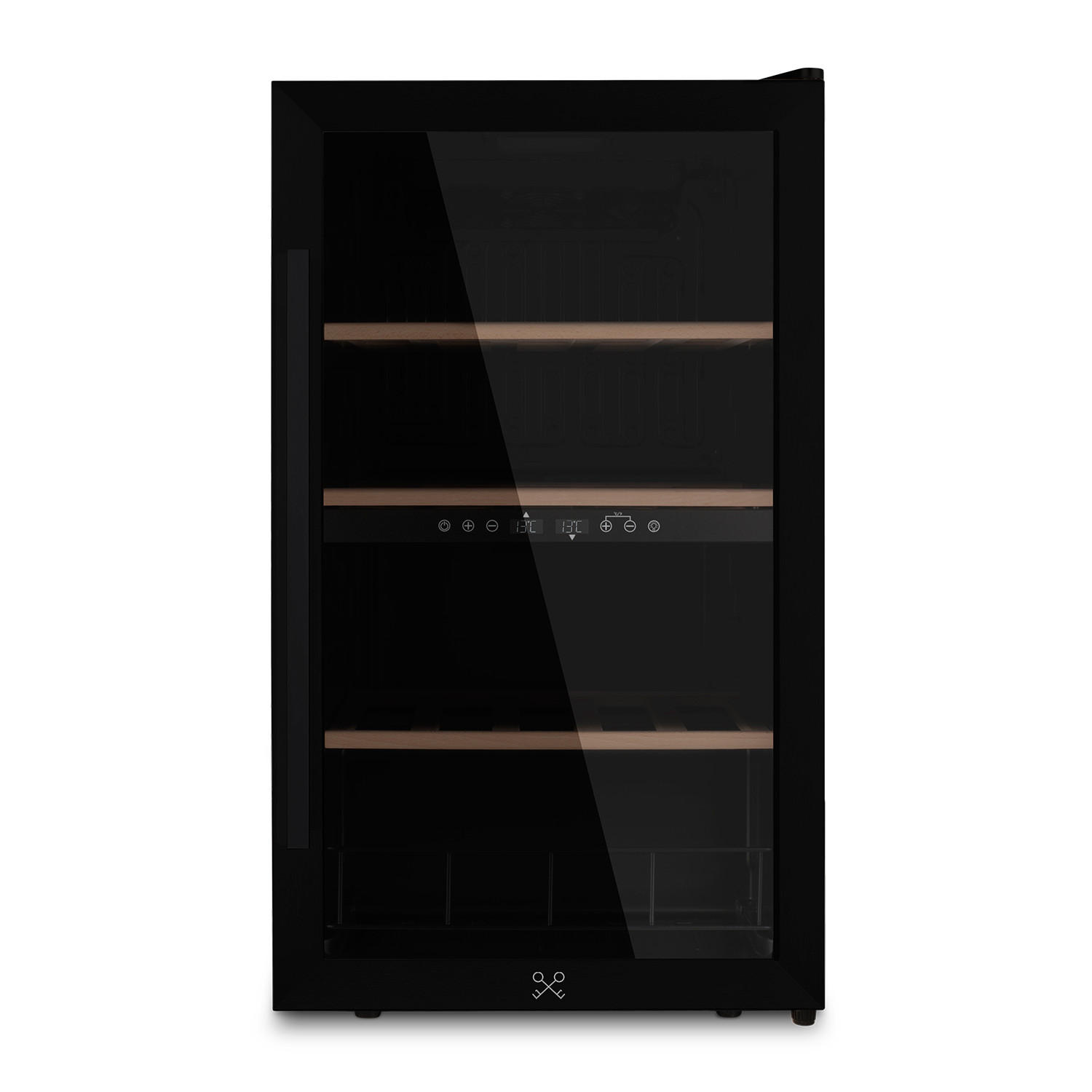 WEINKÜHLSCHRANK CAVCDB32 Schwarz, 32 Flaschen, Kapazität 80 L, 2 Temperaturzonen, Edelstahl, Anti-UV, LEDs - Schwarz, Metall (48/85/43cm) - Les Petits Champs