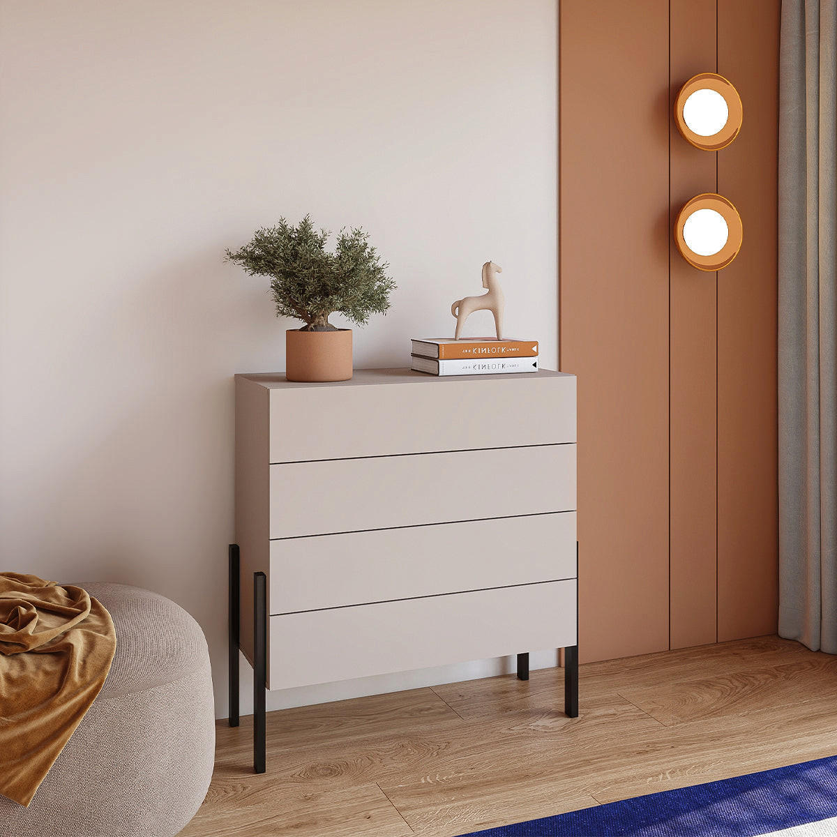 KOMMODE Bérénice Kaschmir - Beige, Holzwerkstoff (84/90/40cm) - Petits-meubles